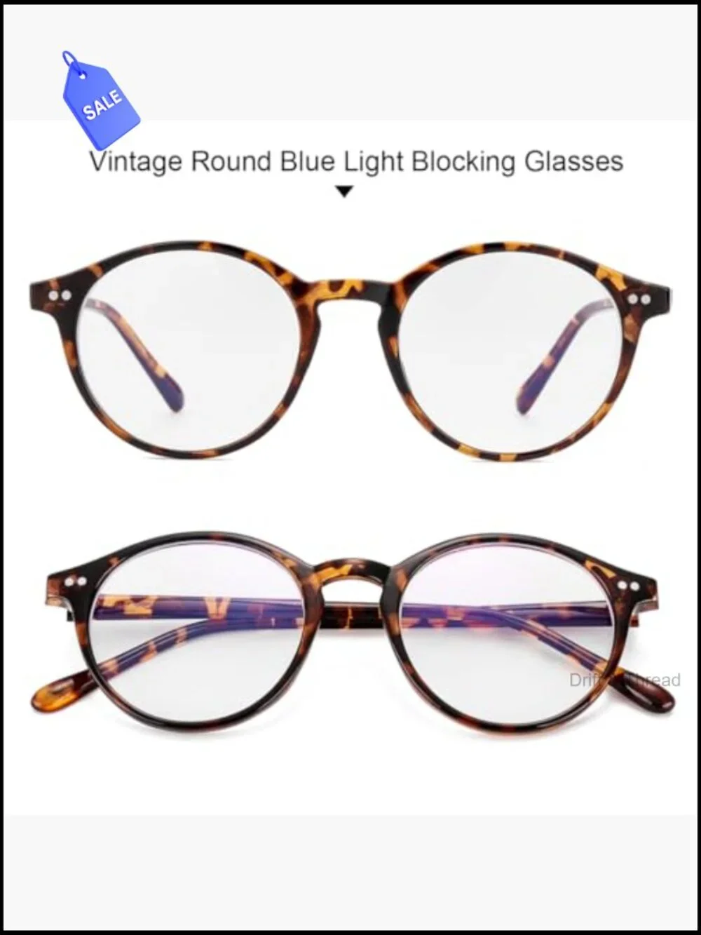 Vintage Round Blue Light Glasses TR90 Frame Lightweight Adults Office Computer